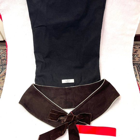 Auc Valentino wide Lamb Suede Dark Brown Self tie Belt